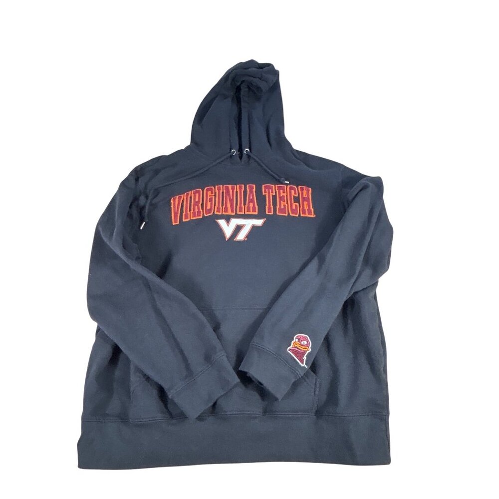 Virginia Tech Hoodie XXL Embroidered Black Red Fleece Lined Pullover Sweatshirt